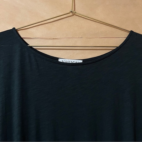 Nation LTD | Evonne Maxi Dress Pima Cotton Tiered Popover Smocked Black Size M - Picture 5 of 13